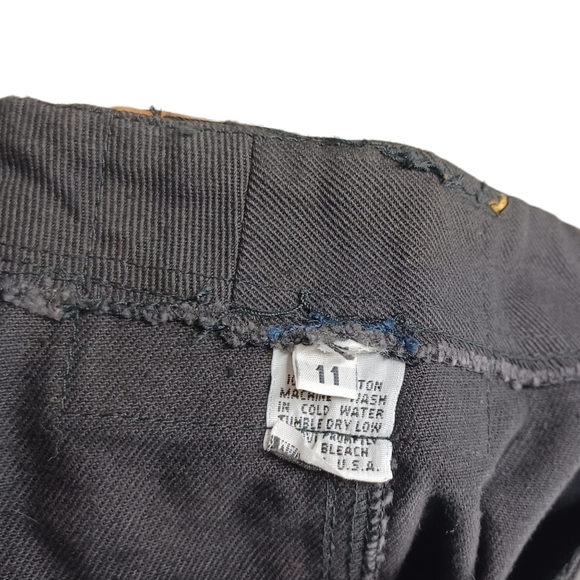 VTG BAXIS Silver Button Front Scallop Hem A Line Circle Black Denim Skirt 11 - Picture 4 of 7